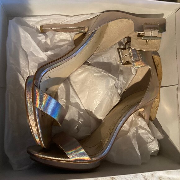 Calvin Klein Vivian Rainbow Metallic Stiletto Sandals Size 9M - Picture 1 of 7